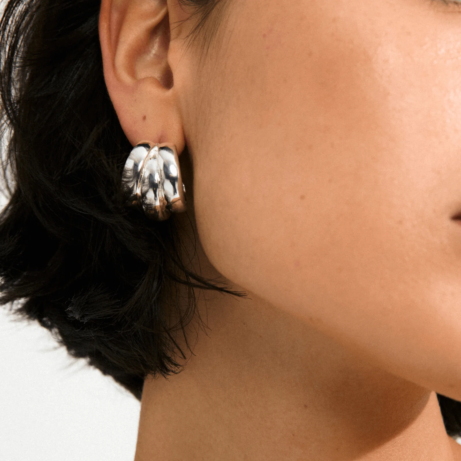 Pilgrim Damia Silver Extra Chunky Hoop Earrings - Image 2
