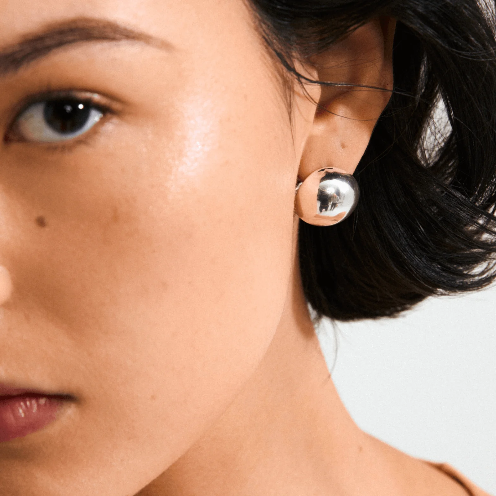 Pilgrim Jace Silver Large Dome Half Hoop Earrings - Image 2