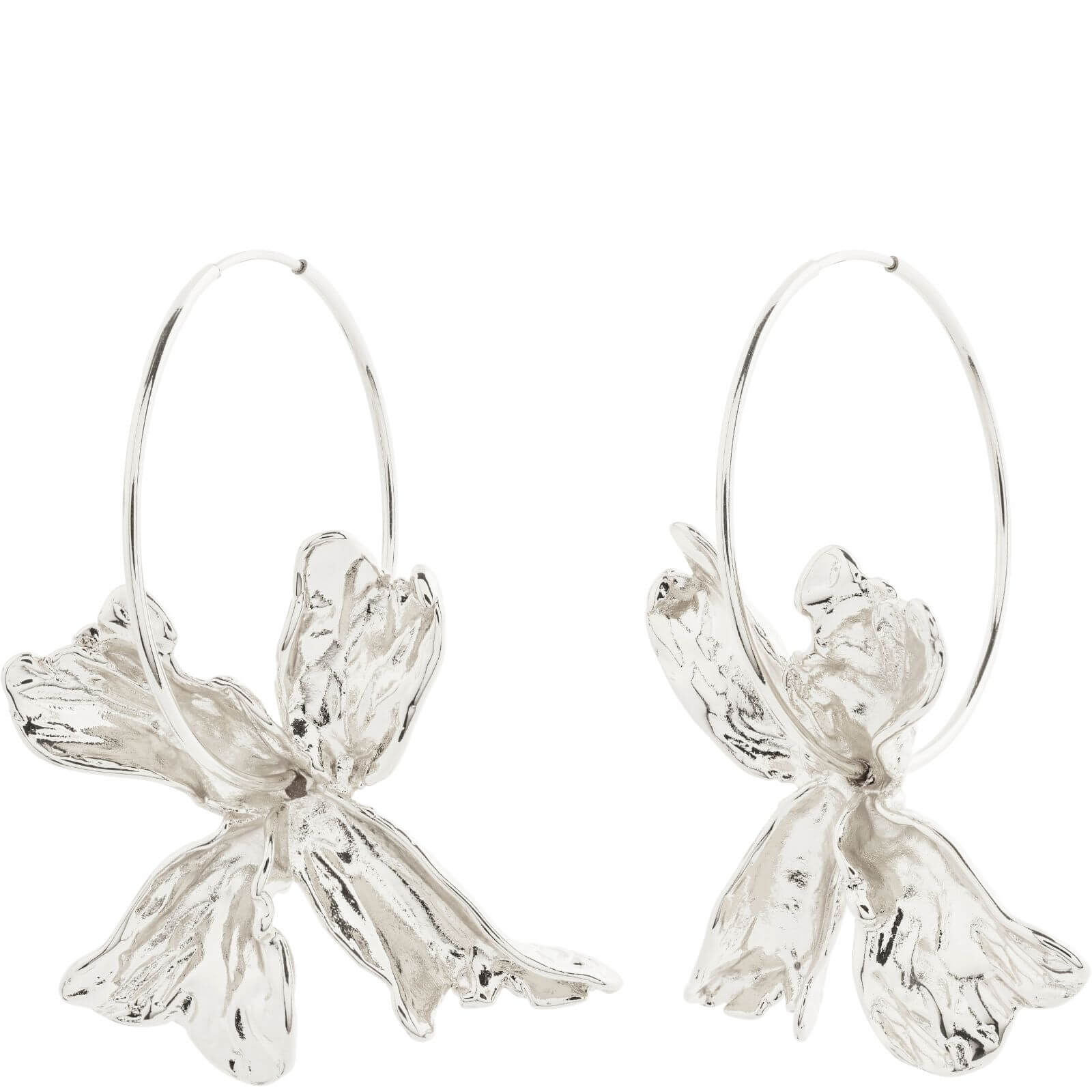 Pilgrim Dream Silver Large Flower Hoop Earrings