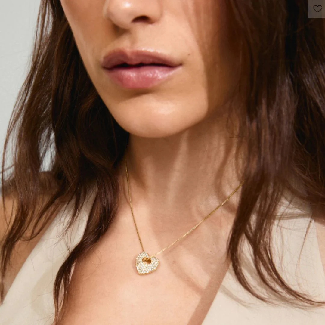 Pilgrim Dune Gold Crystal Heart Necklace - Image 2