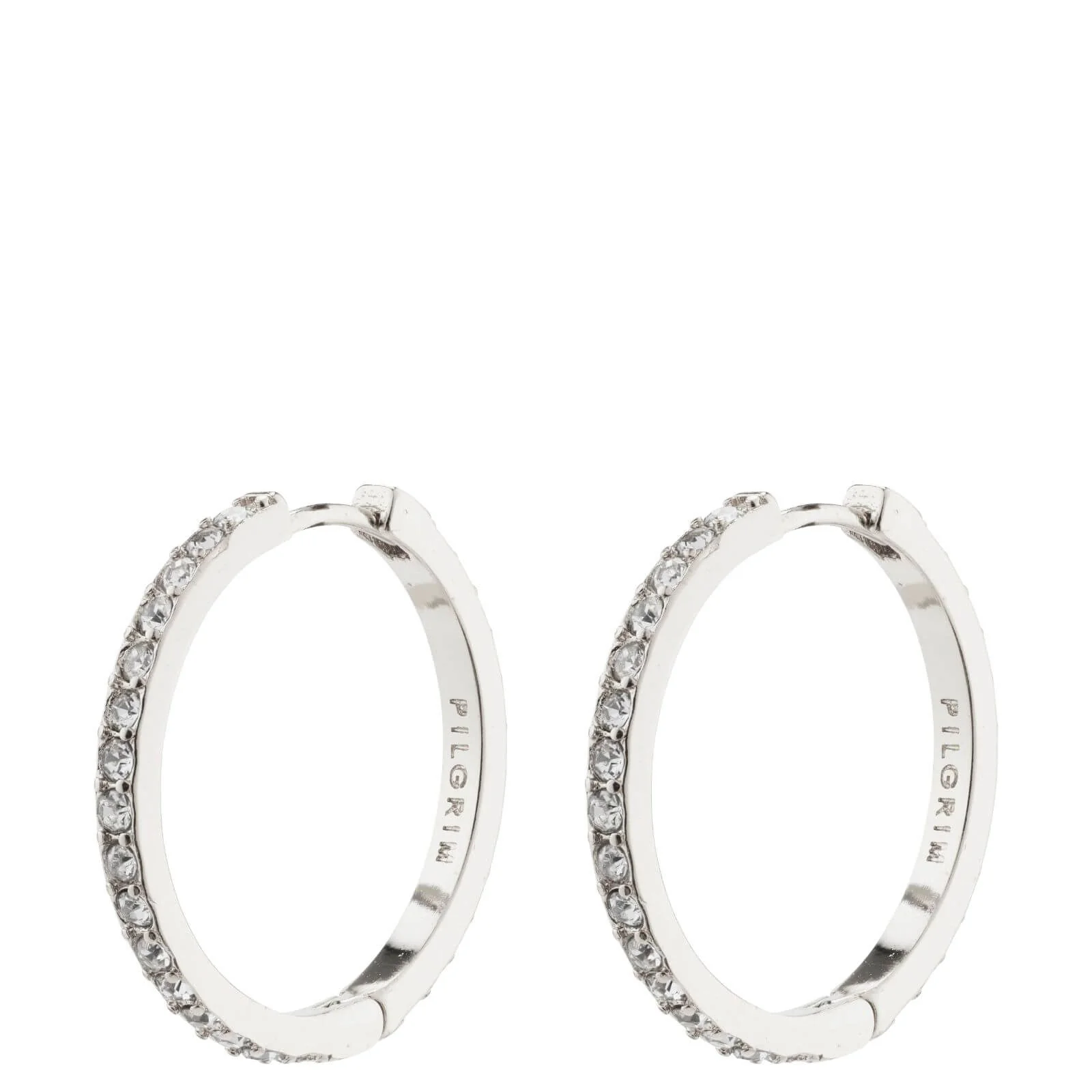 Pilgrim Ebna Silver Crystal Large Hoop Earrings