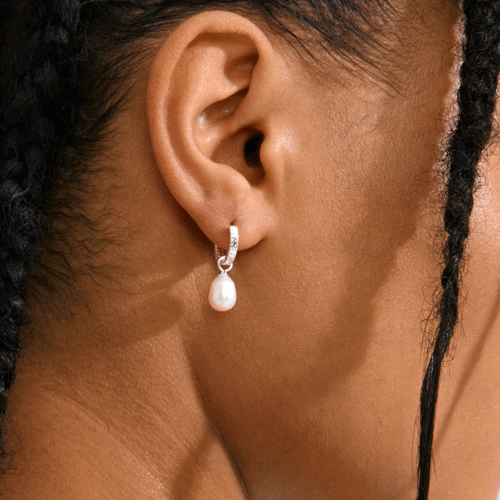 Pilgrim Elliana Silver Hoop With Pearl Drop Earrings - Image 2