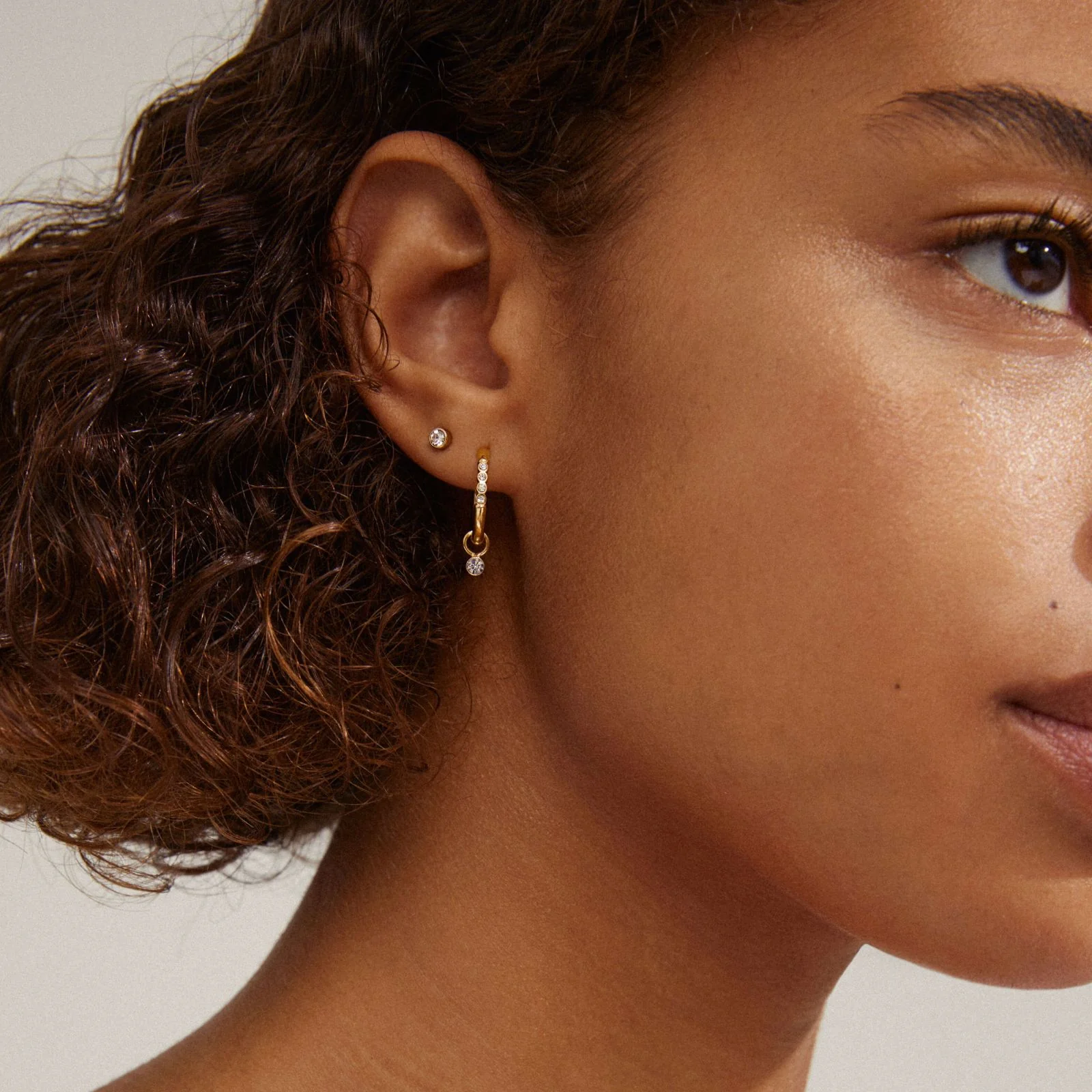 Pilgrim Elna Gold Crystal Hoop & Stud Earring Set - Image 2