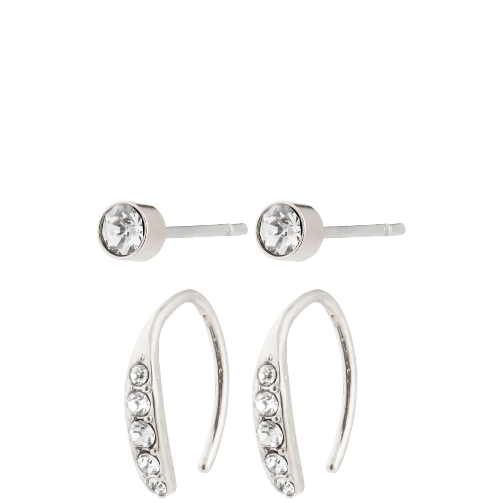 Pilgrim Gionni Silver Stud & Hoop Set