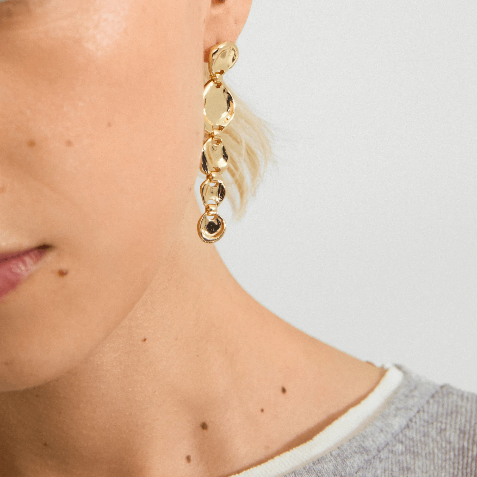 Pilgrim Gold Irregular Discs Drop Earrings - Image 2