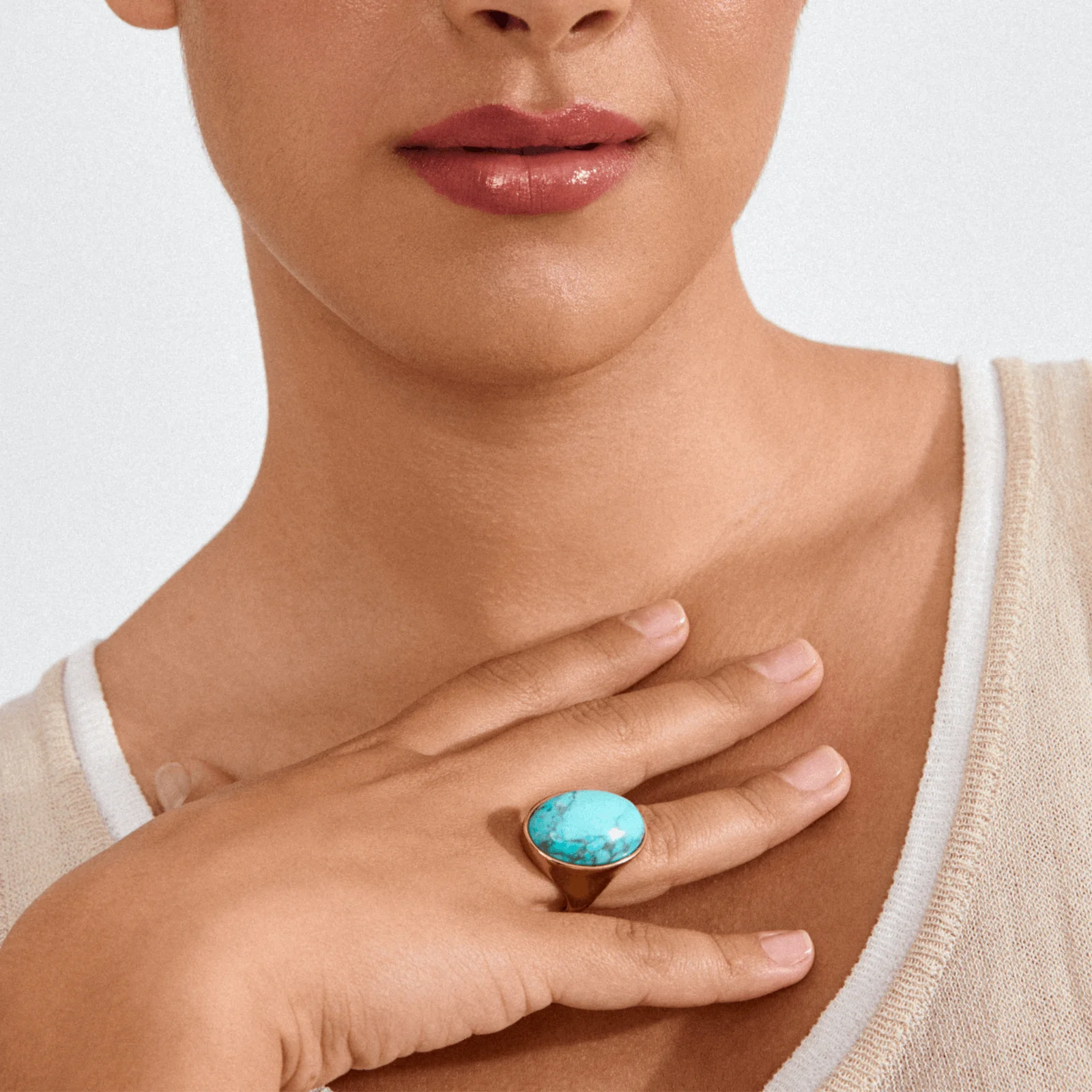 Pilgrim Gold Thalen Turquoise Large Statement Ring - Image 2