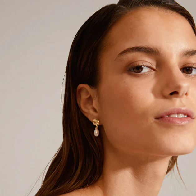 Pilgrim Heat Gold Freshwater Pearl Earrings - Image 2