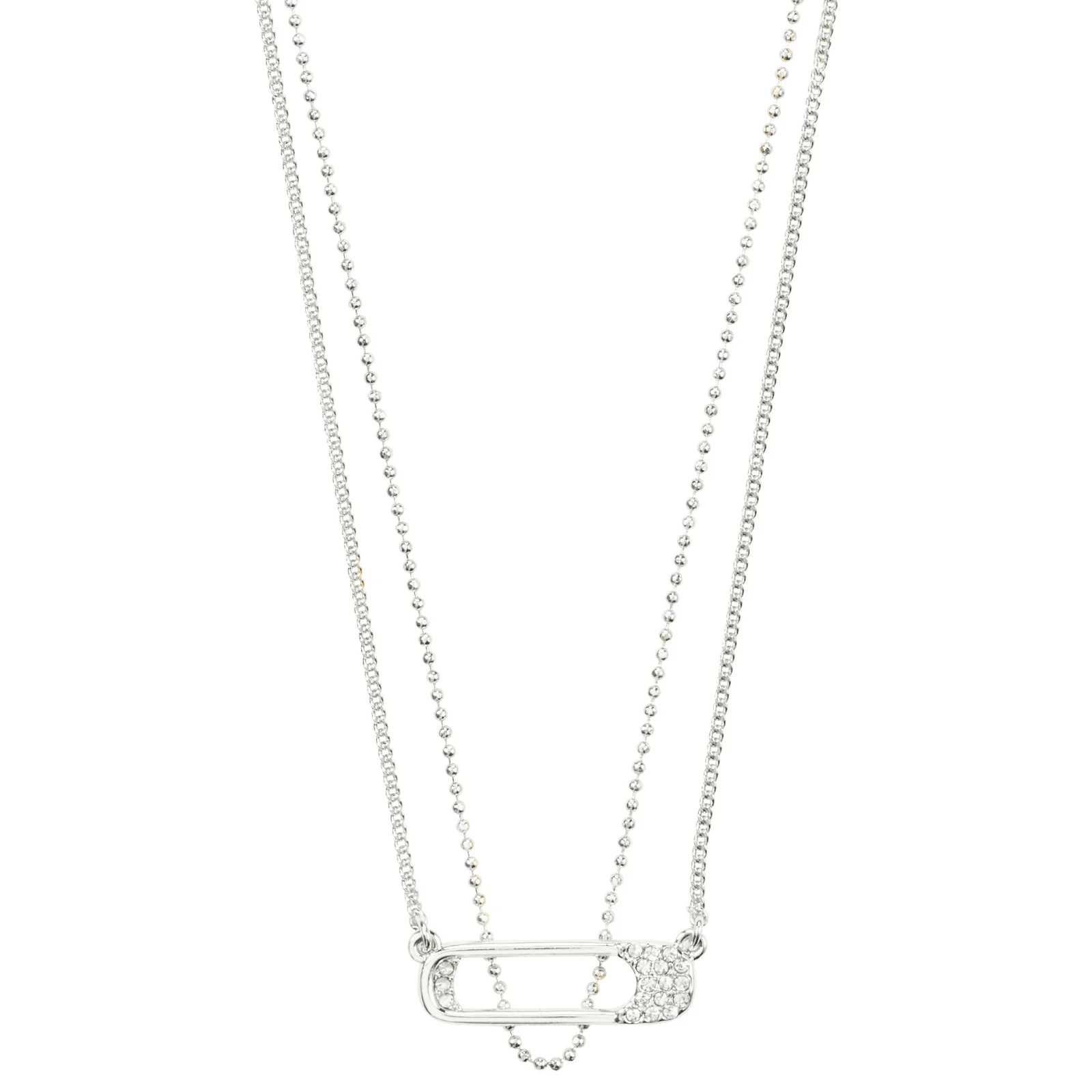 Pilgrim Instant Silver 2 in 1 Safety Pin Necklace