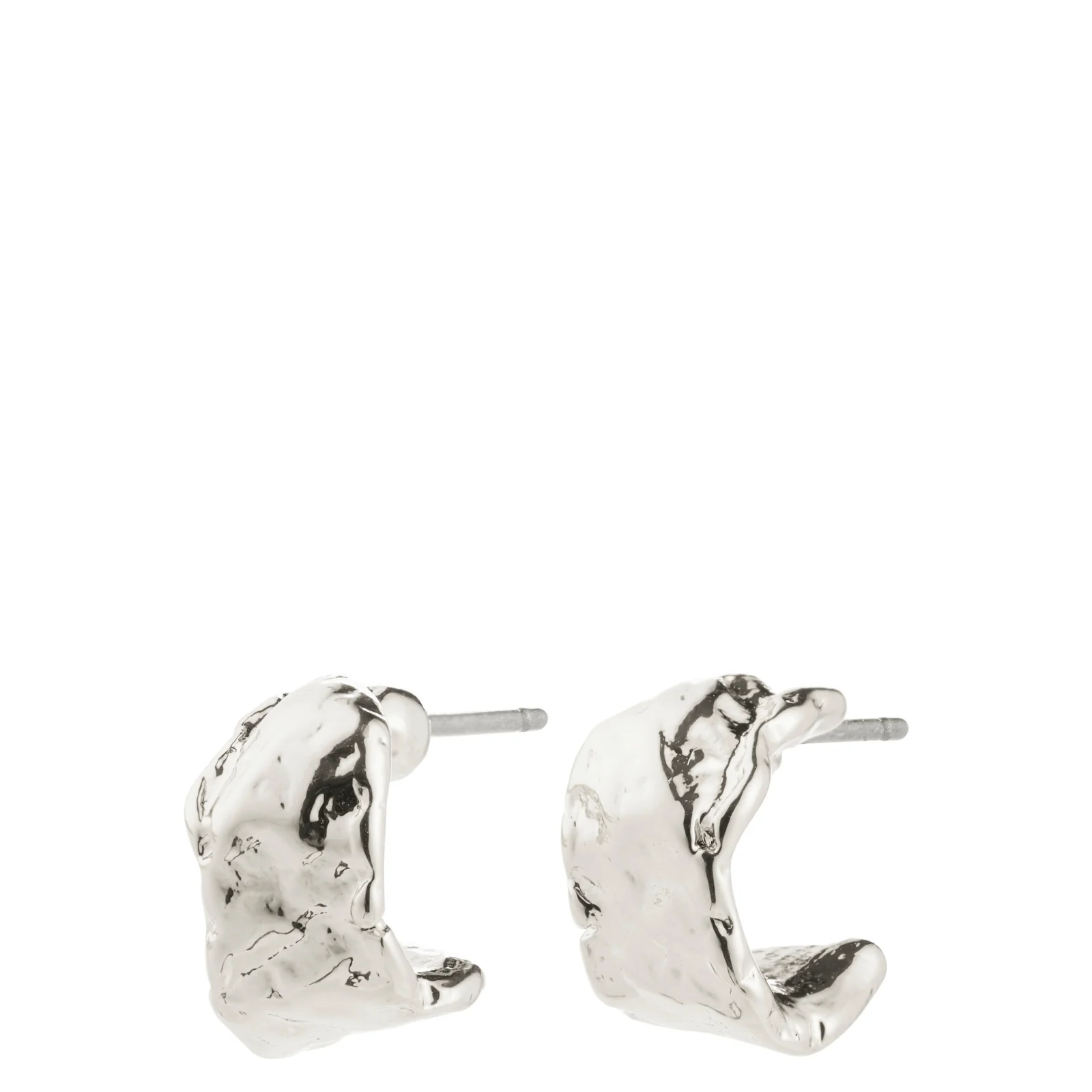 Pilgrim Instant Silver Small Hammered Hoop Earrings