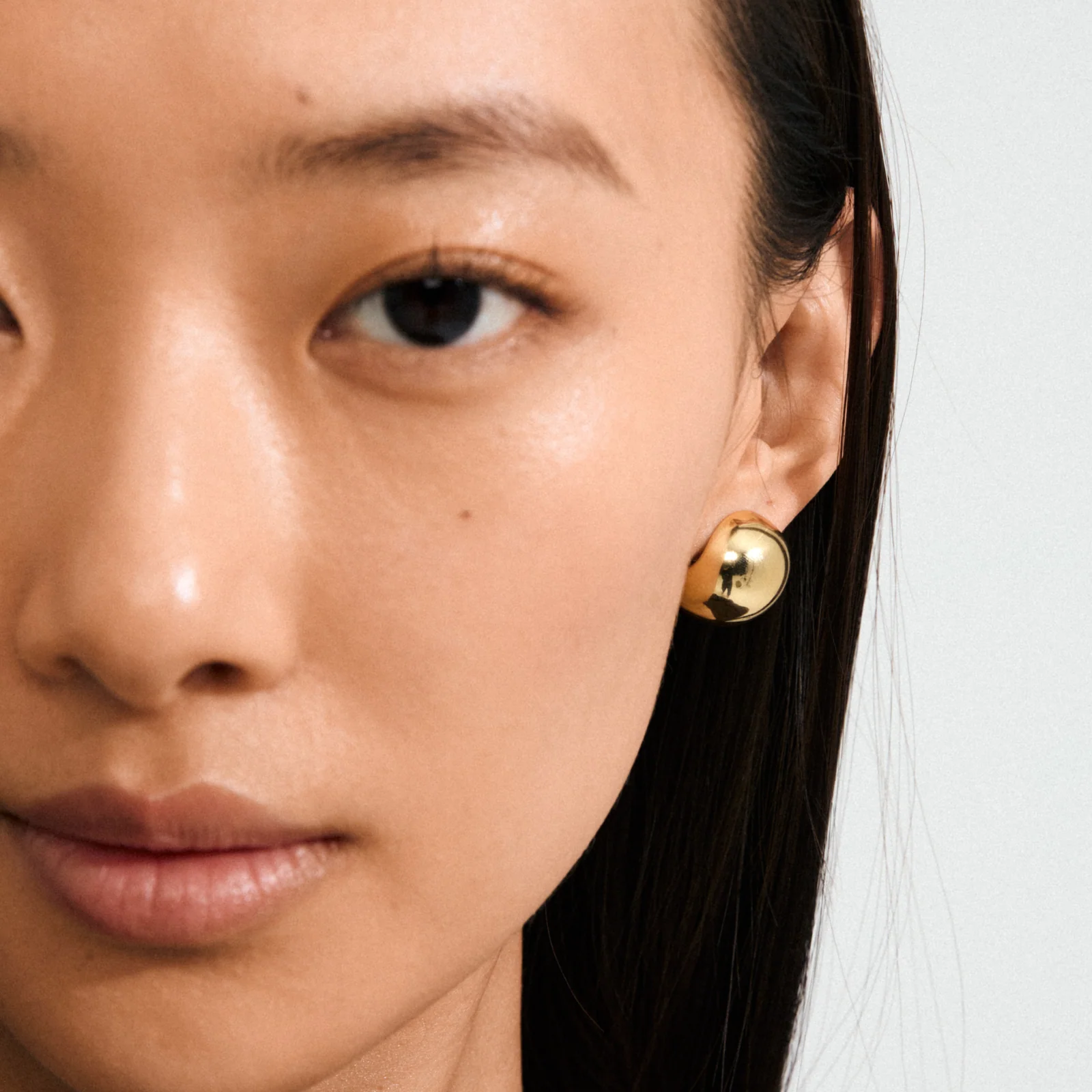 Pilgrim Jace Gold Large Dome Half Hoop Earrings - Image 2