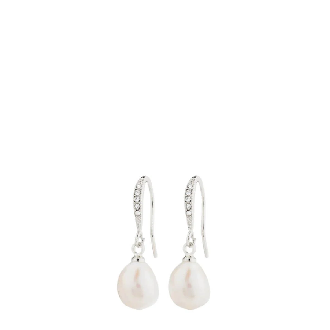 Pilgrim Jasmin Silver Pearl Dainty Drop Earrings