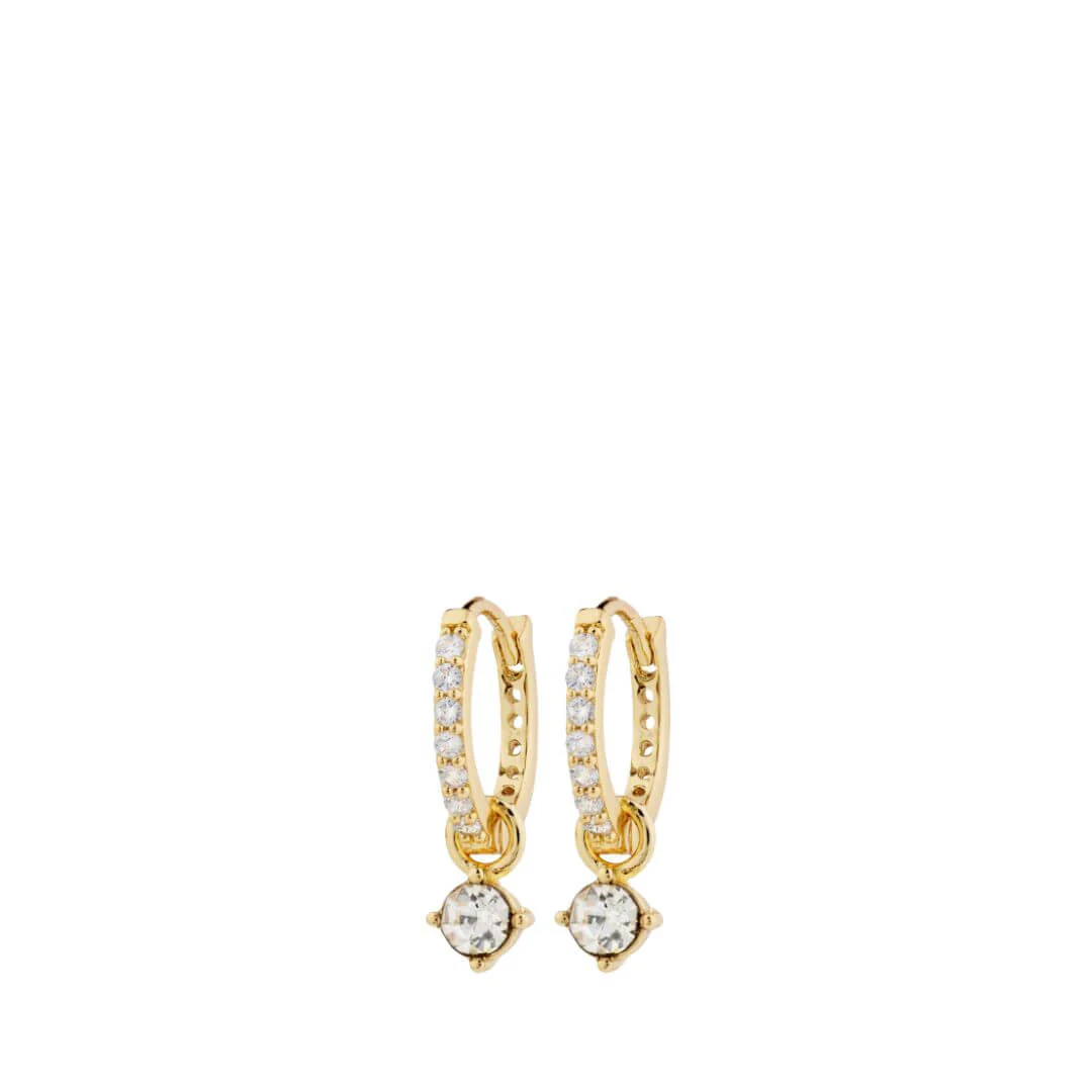 Pilgrim Joa Gold Clear Crystal Hoop Earrings