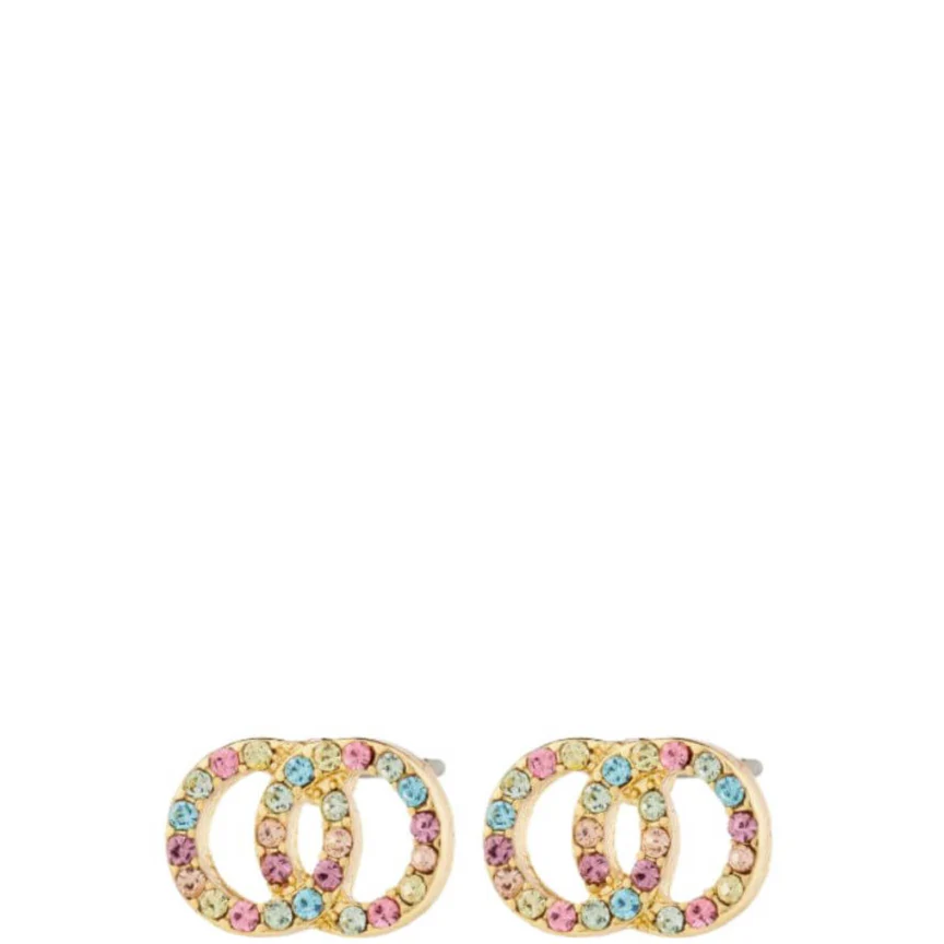 Pilgrim Jolina Gold Entwined Circles Small Stud Earrings - Multi