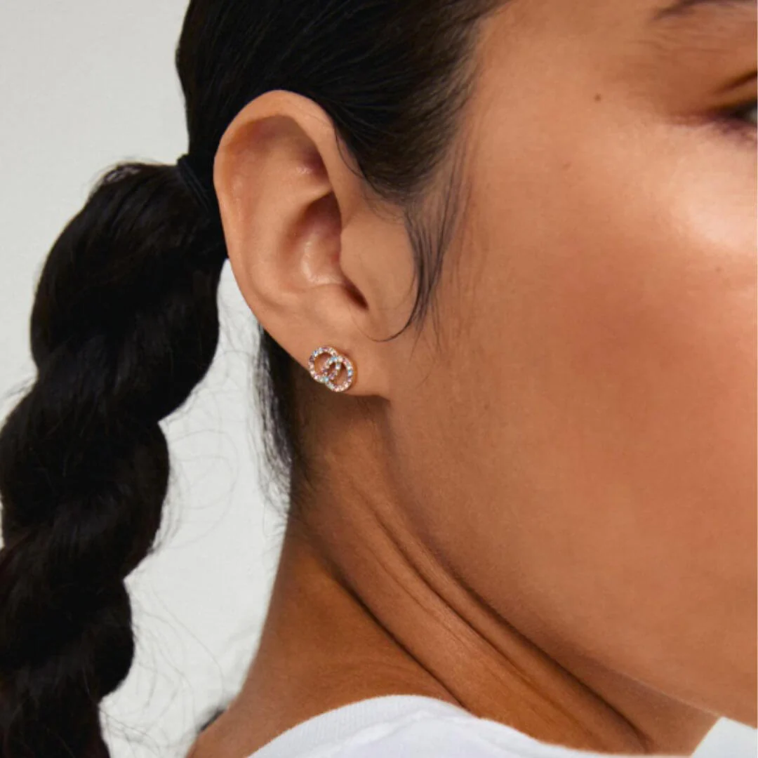 Pilgrim Jolina Gold Entwined Circles Small Stud Earrings - Multi - Image 2