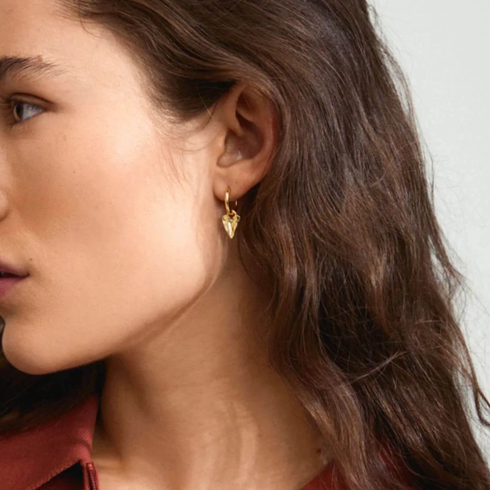 Pilgrim Jules Gold Small Hoop Heart Charm Earrings - Image 2