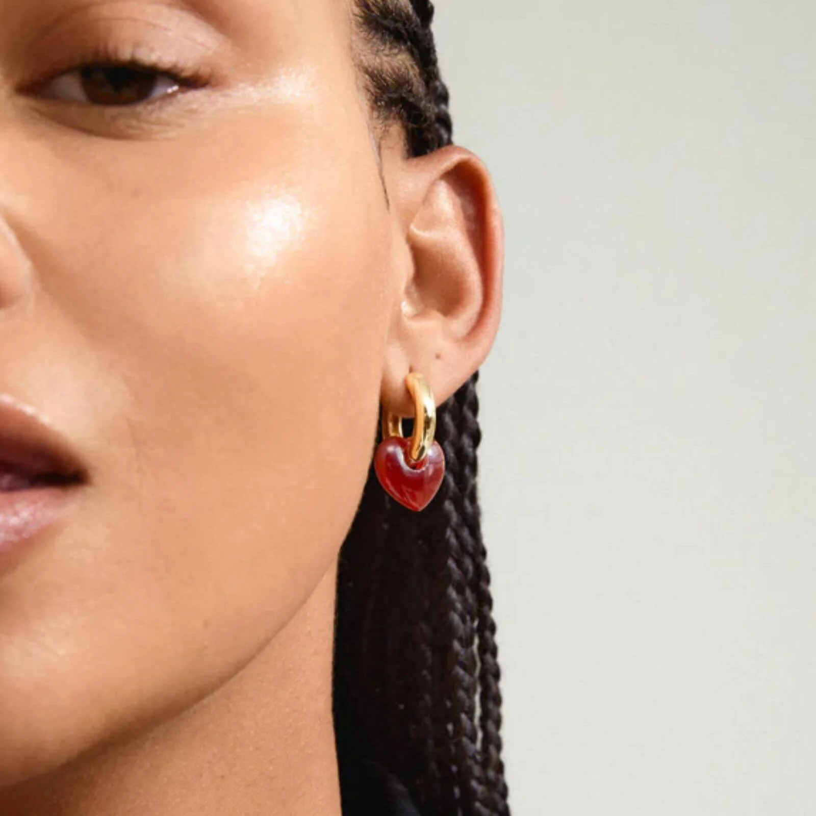 Pilgrim Kendall Gold Hoop Heart Charm Earrings - Image 2