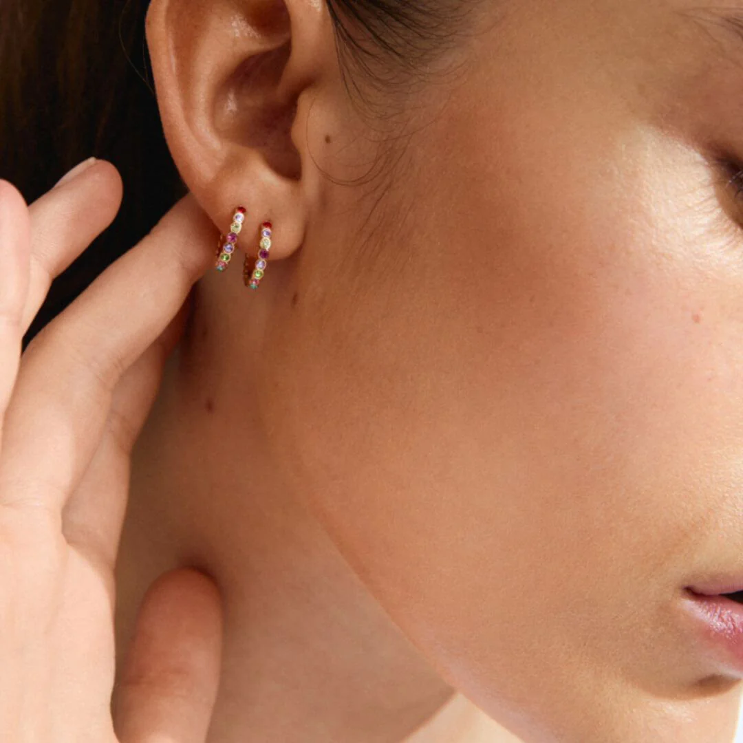 Pilgrim Kleopratra Gold Small Hoop Earrings - Multi - Image 2