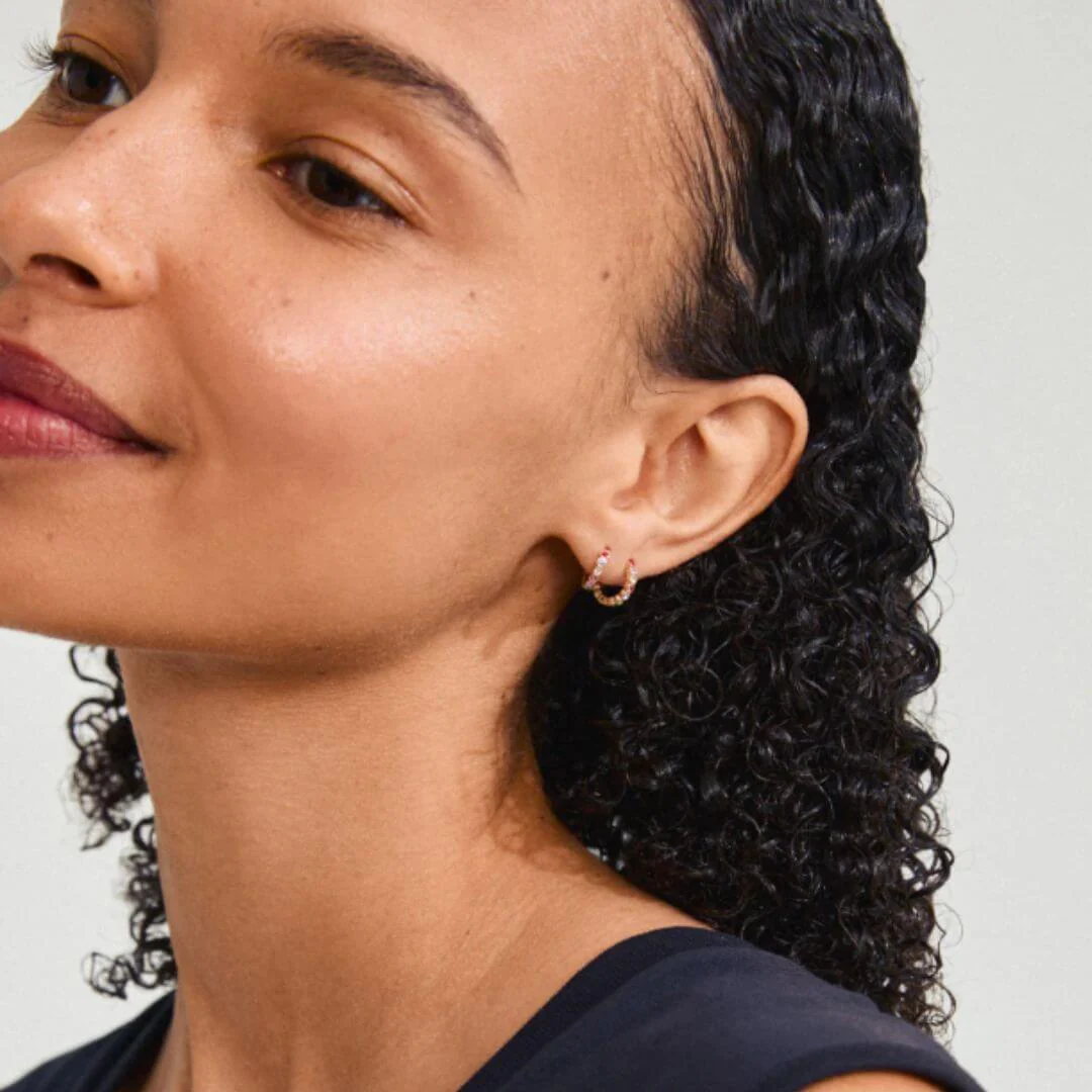 Pilgrim Kleopratra Gold Tiny Hoop Earrings - Multi - Image 2