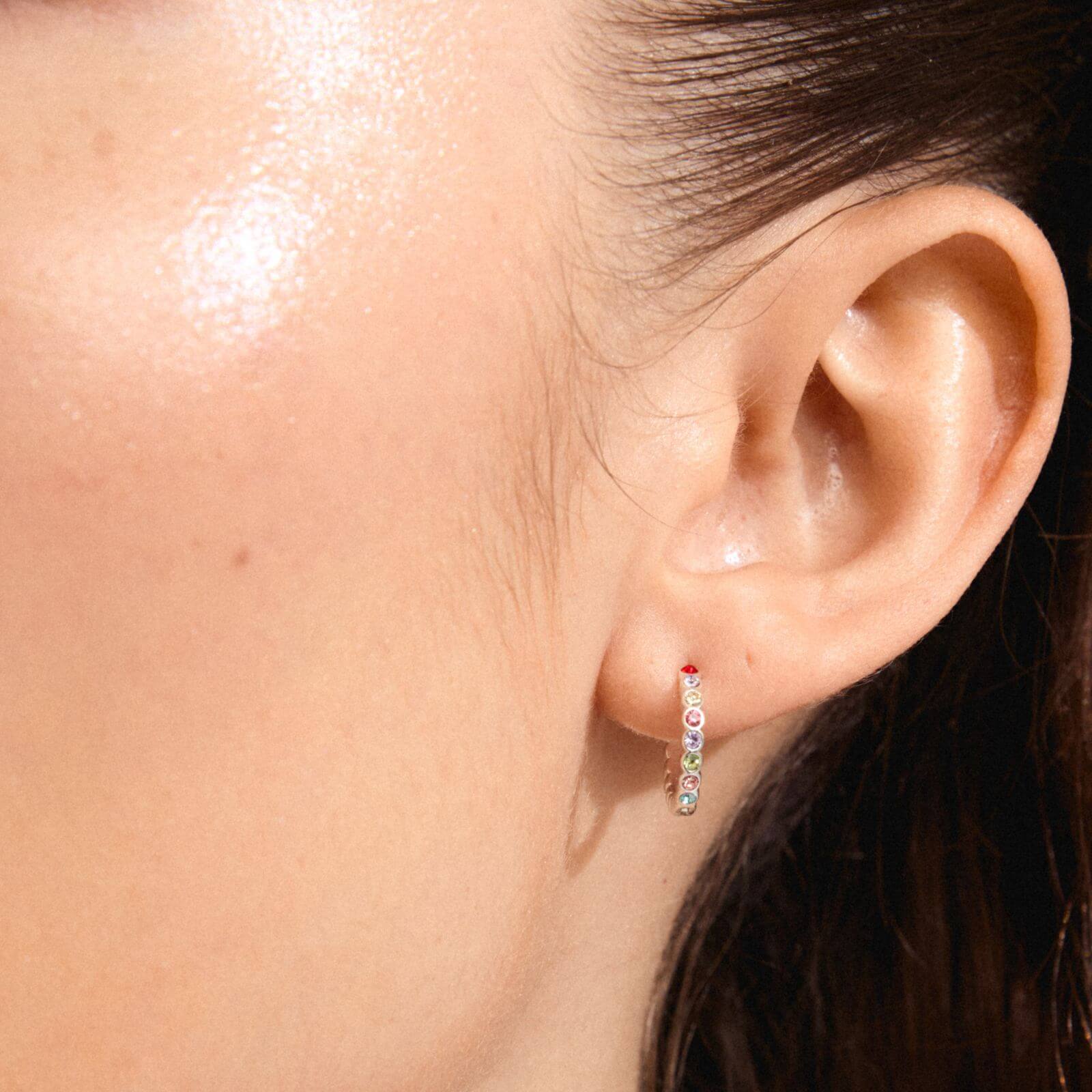 Pilgrim Kleopratra Silver Small Hoop Earrings - Multi - Image 2