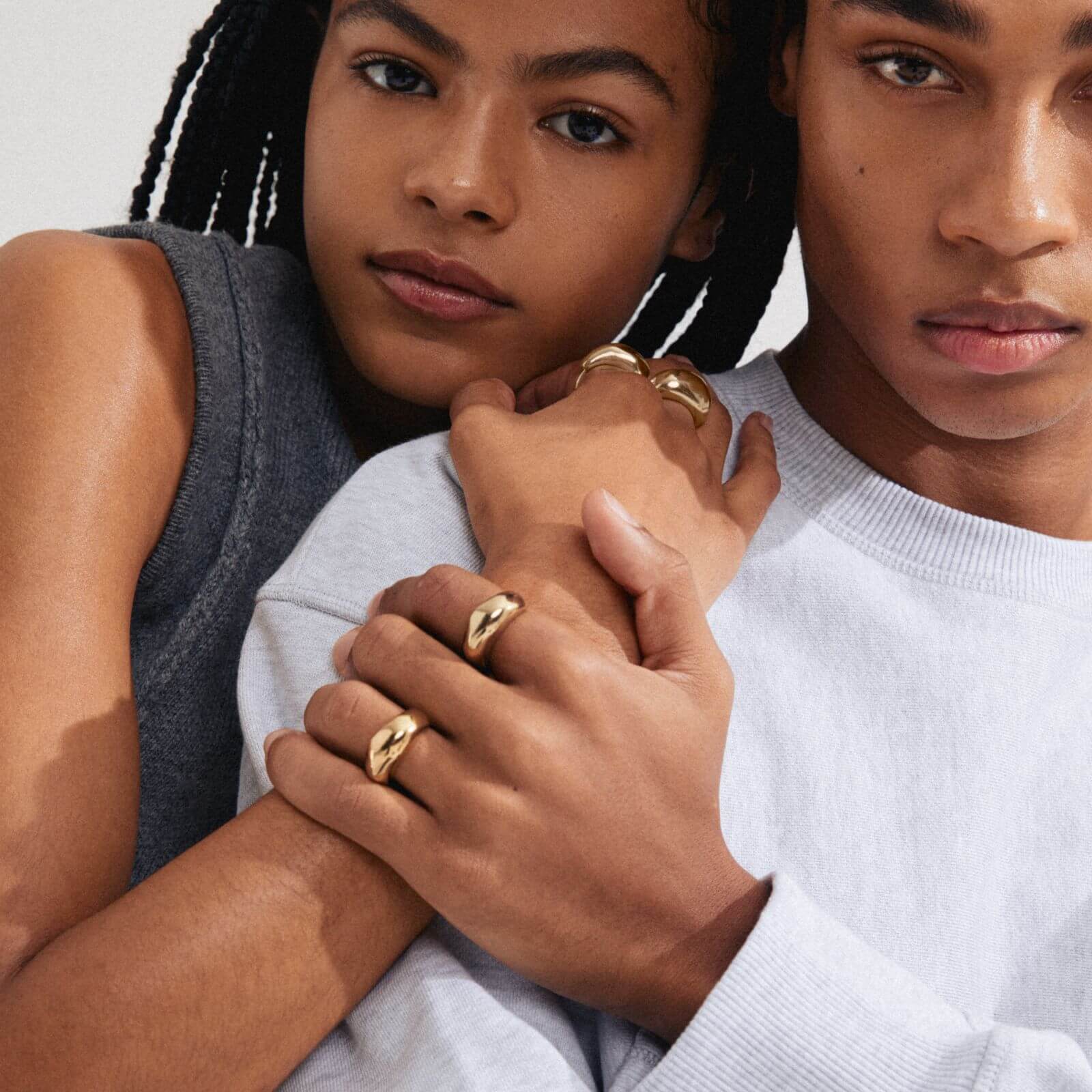 Pilgrim Light Gold Chunky Stacking Rings - Image 2