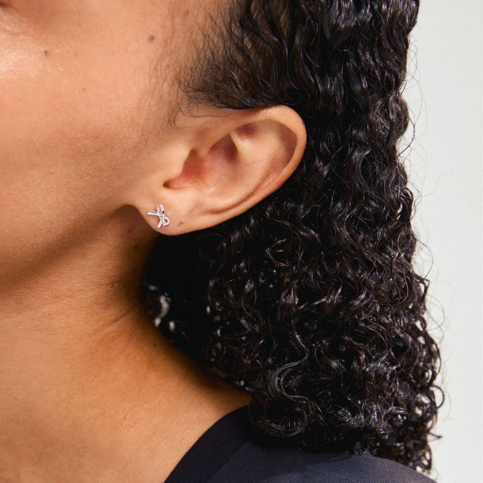 Pilgrim Lysandra Silver Tiny Bow Stud Earrings - Image 2