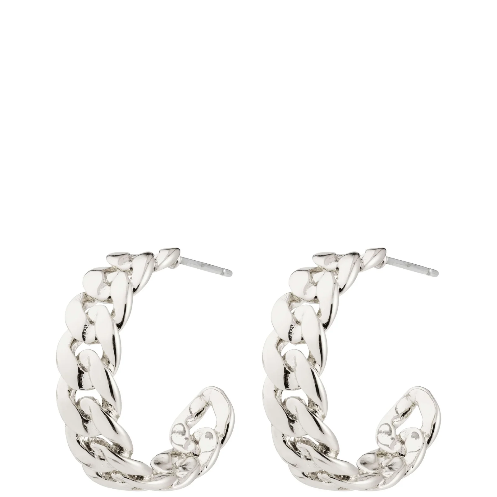 Pilgrim Mayer Silver Curb Chain Hoop Earrings