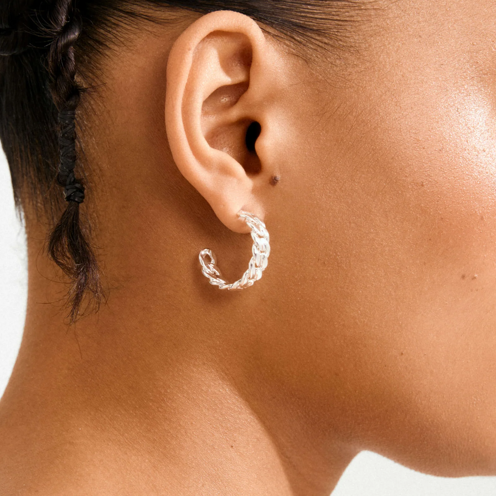 Pilgrim Mayer Silver Curb Chain Hoop Earrings - Image 2