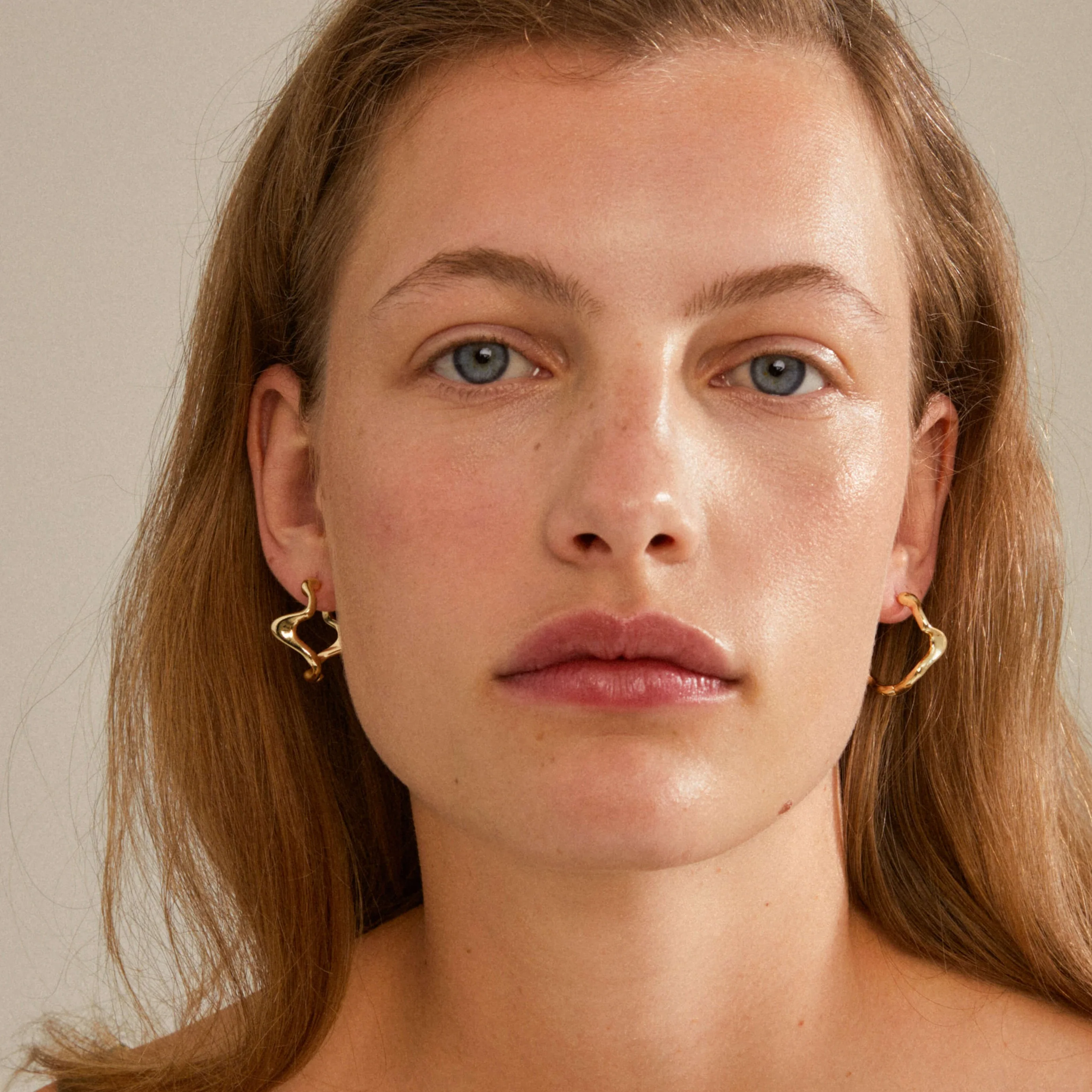 Pilgrim Moon Gold Organic Hoop Earrings - Image 2