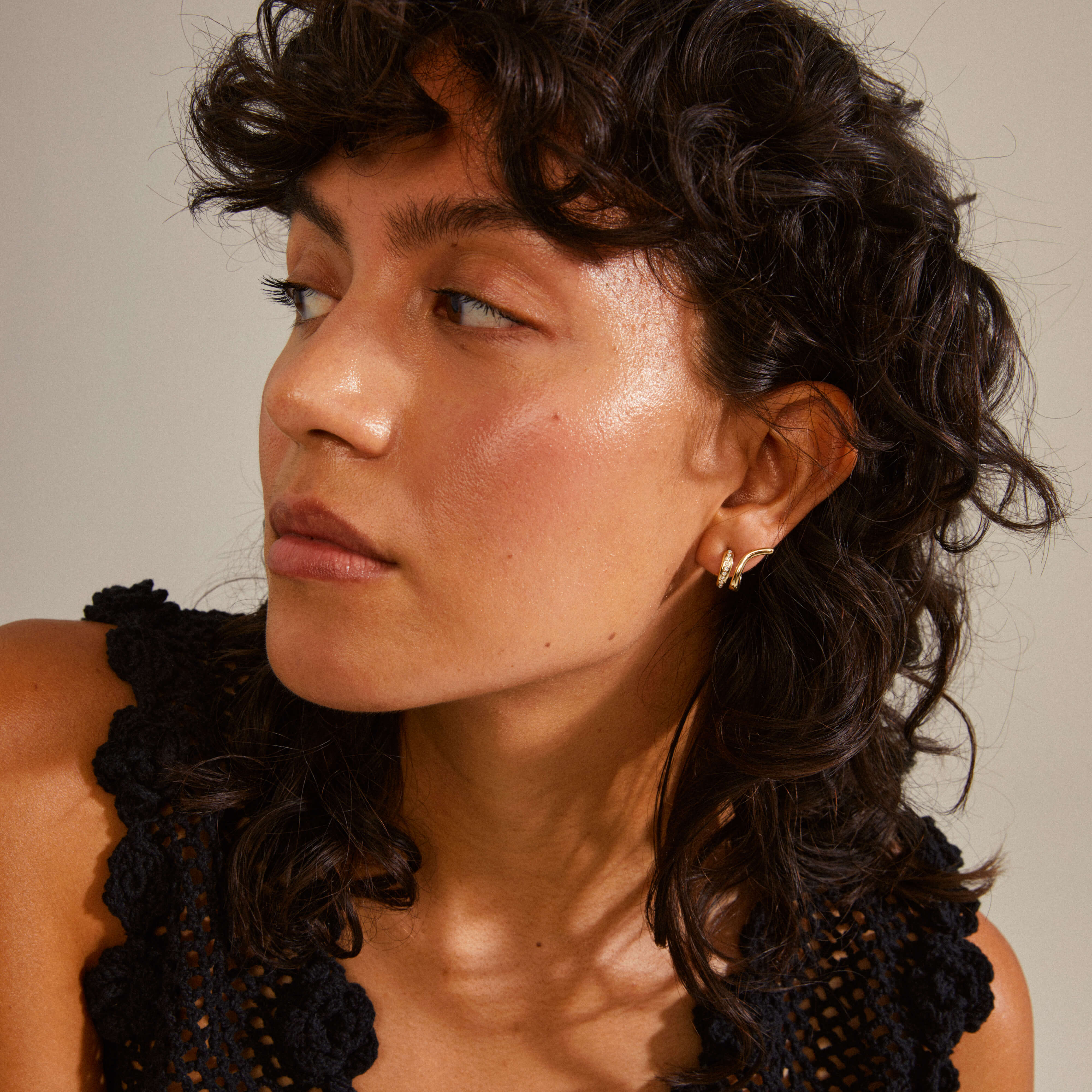 Pilgrim Nadine Gold Small Crystal Hoop Earrings - Image 2