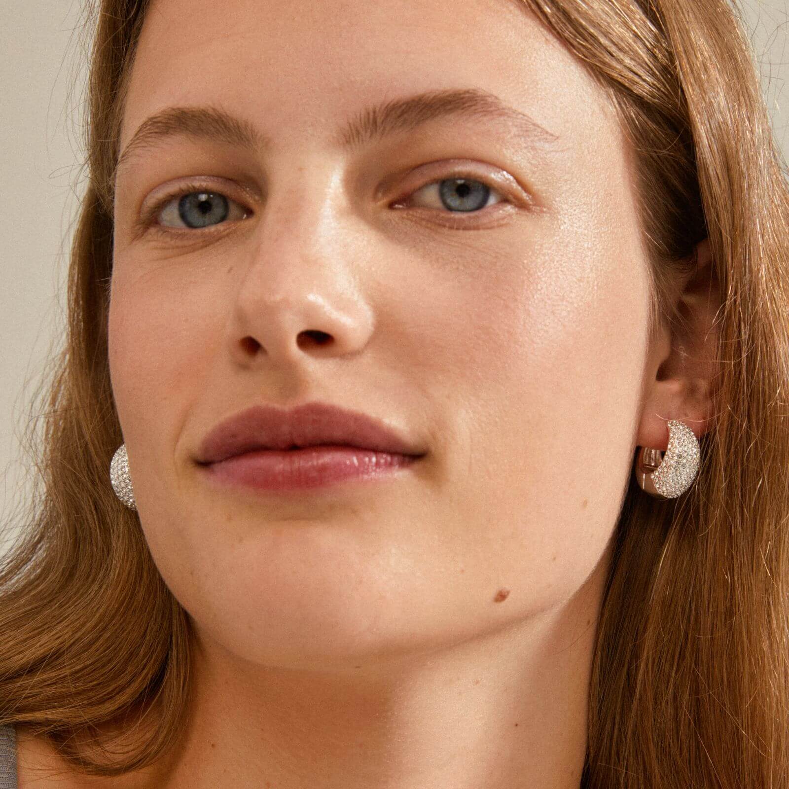 Pilgrim Naomi Silver Chunky Crystal Hoop Earrings - Image 2