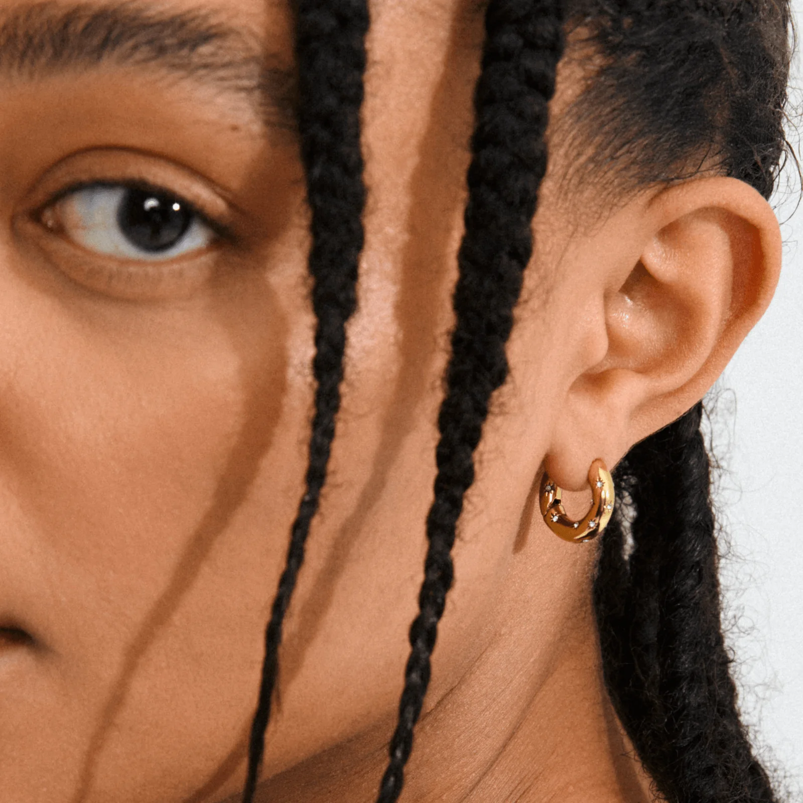 Pilgrim Nevaeh Medium Gold Crystal Star Hoop Earrings - Image 2