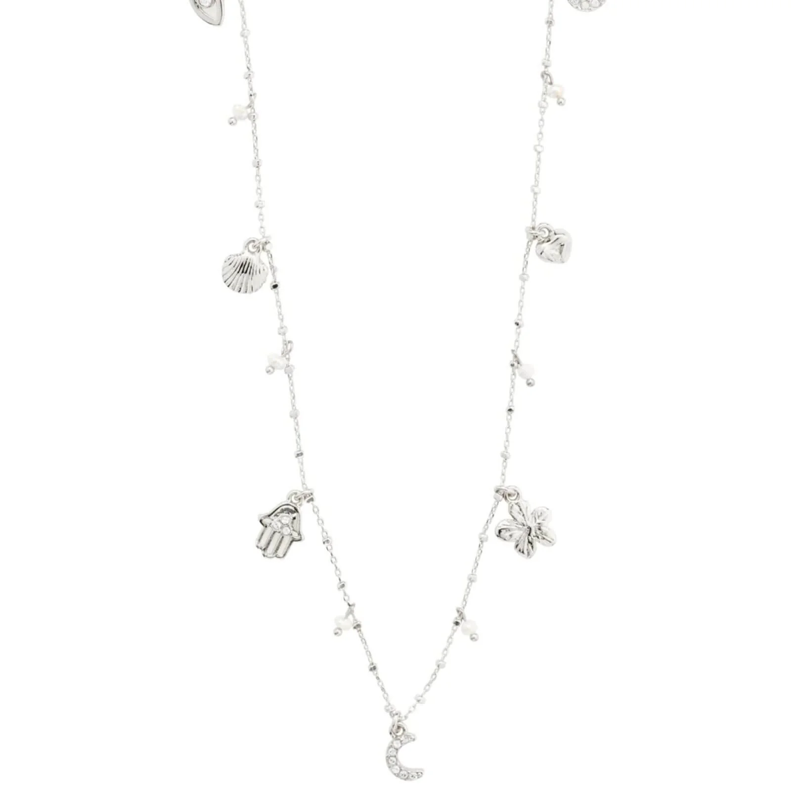 Pilgrim Prucence Silver Multi Charm Necklace