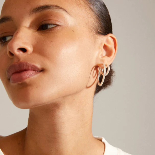 Pilgrim Pulse Silver Hoop Earrings - Image 2