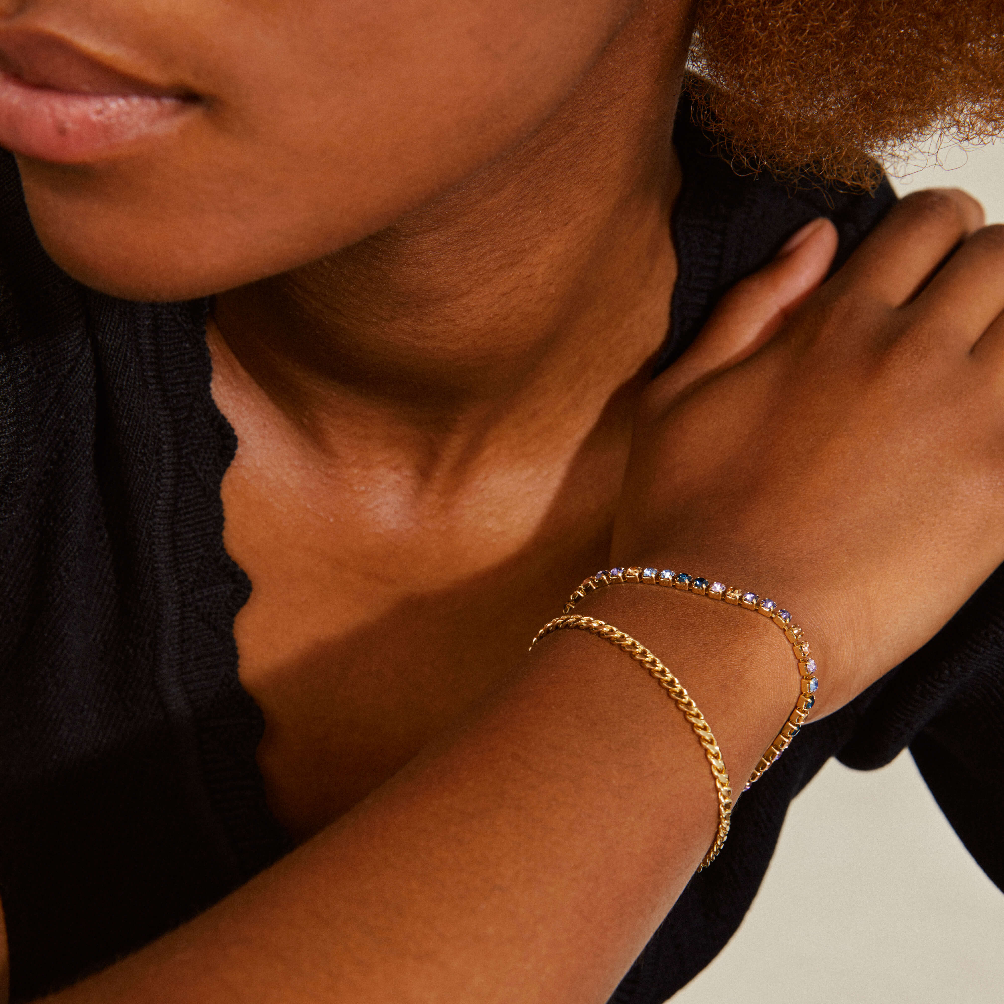 Pilgrim Reign Gold & Blue Double Bracelet - Image 2