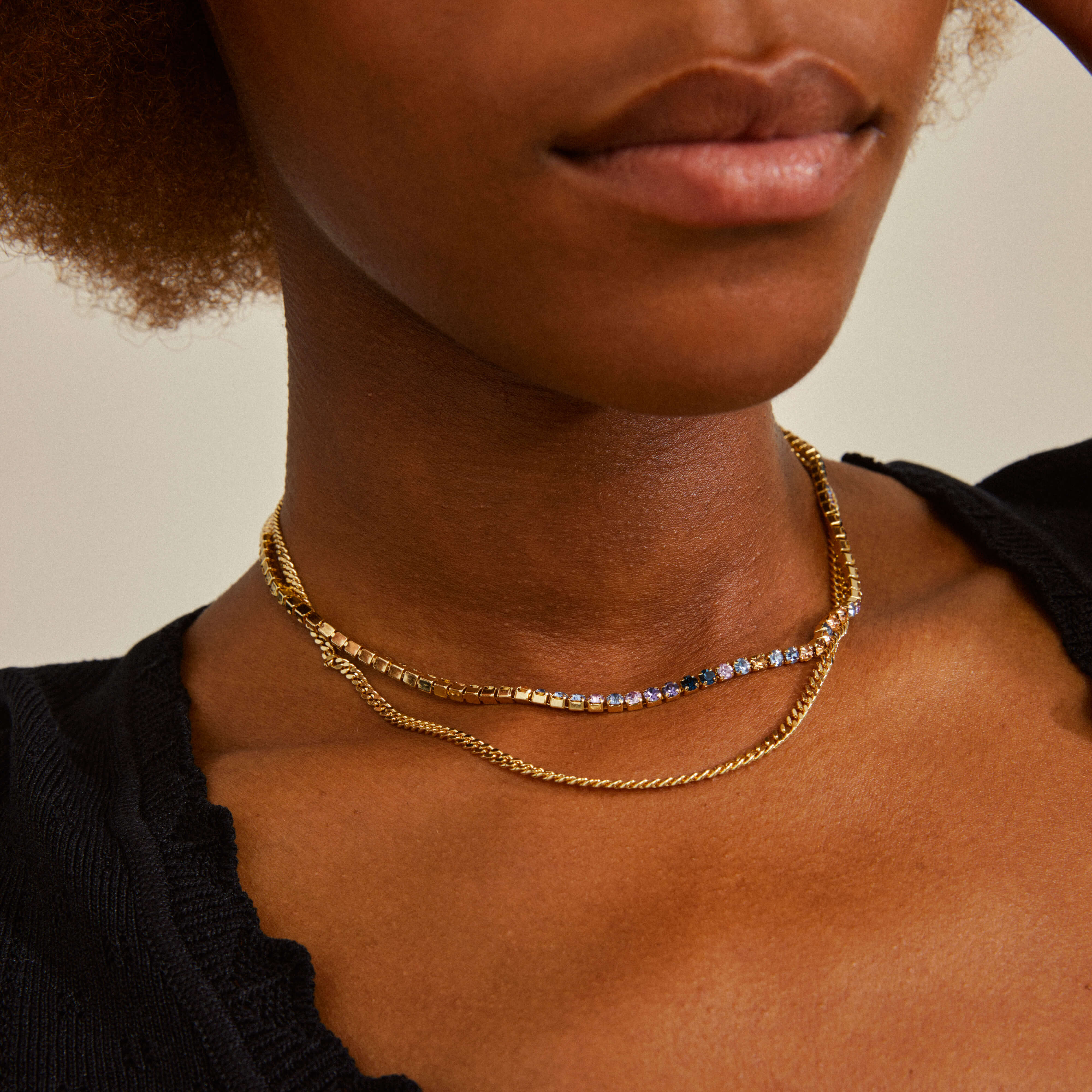 Pilgrim Reign Gold & Blue Double Necklace - Image 3