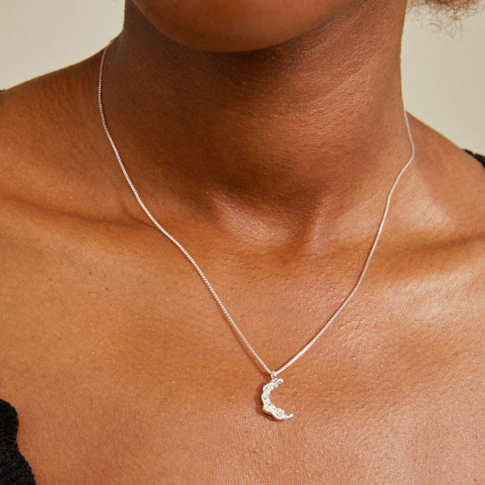 Pilgrim Remy Silver Crystal Moon Necklace - Image 3