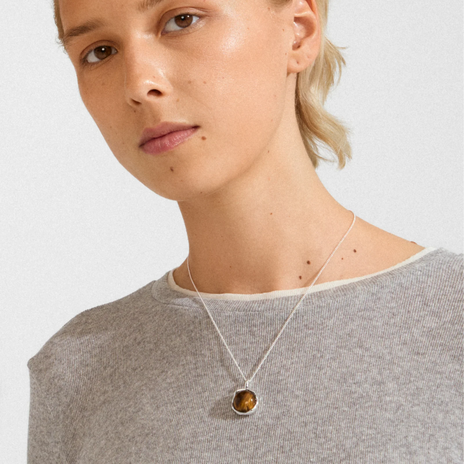 Pilgrim Sense Silver Tiger Eye Necklace - Image 3
