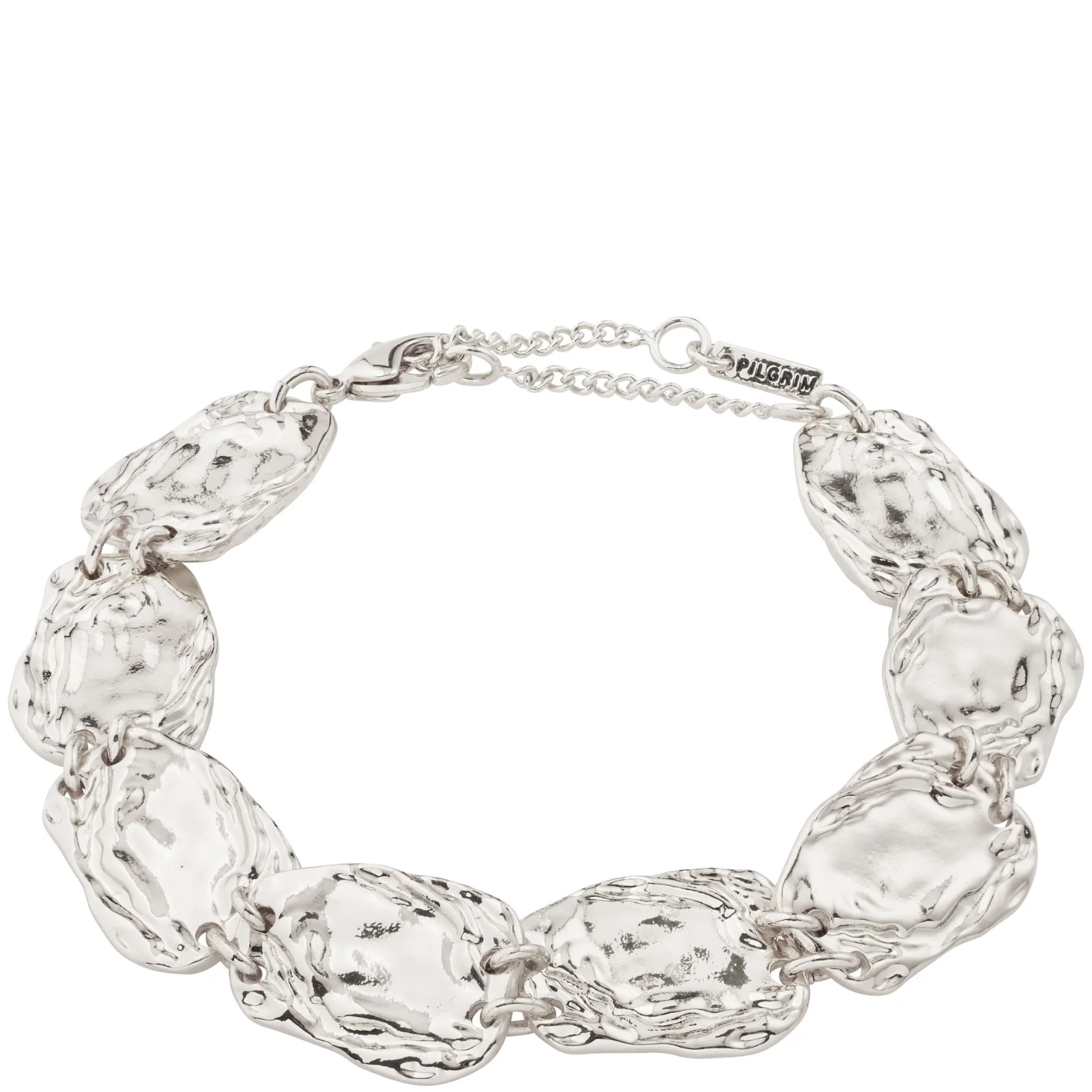 Pilgrim Shift Silver Textured Disc Bracelet