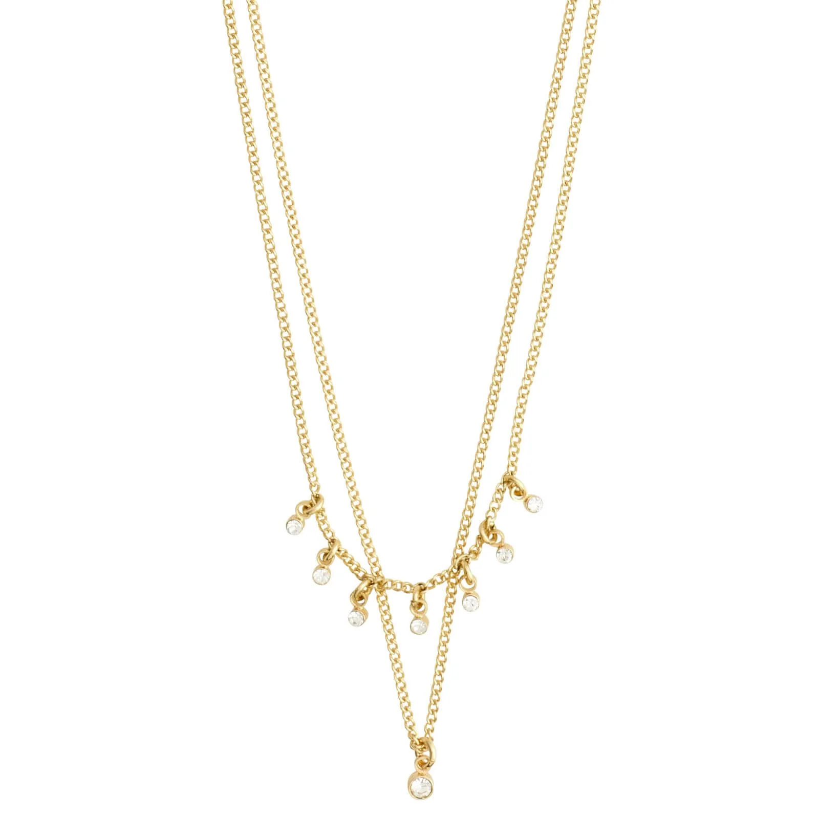 Pilgrim Sia Gold Crystal Double Chain Necklace