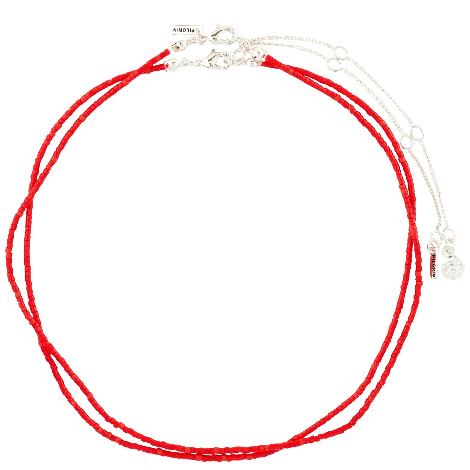 Pilgrim Silver Haze Red Beaded Necklace