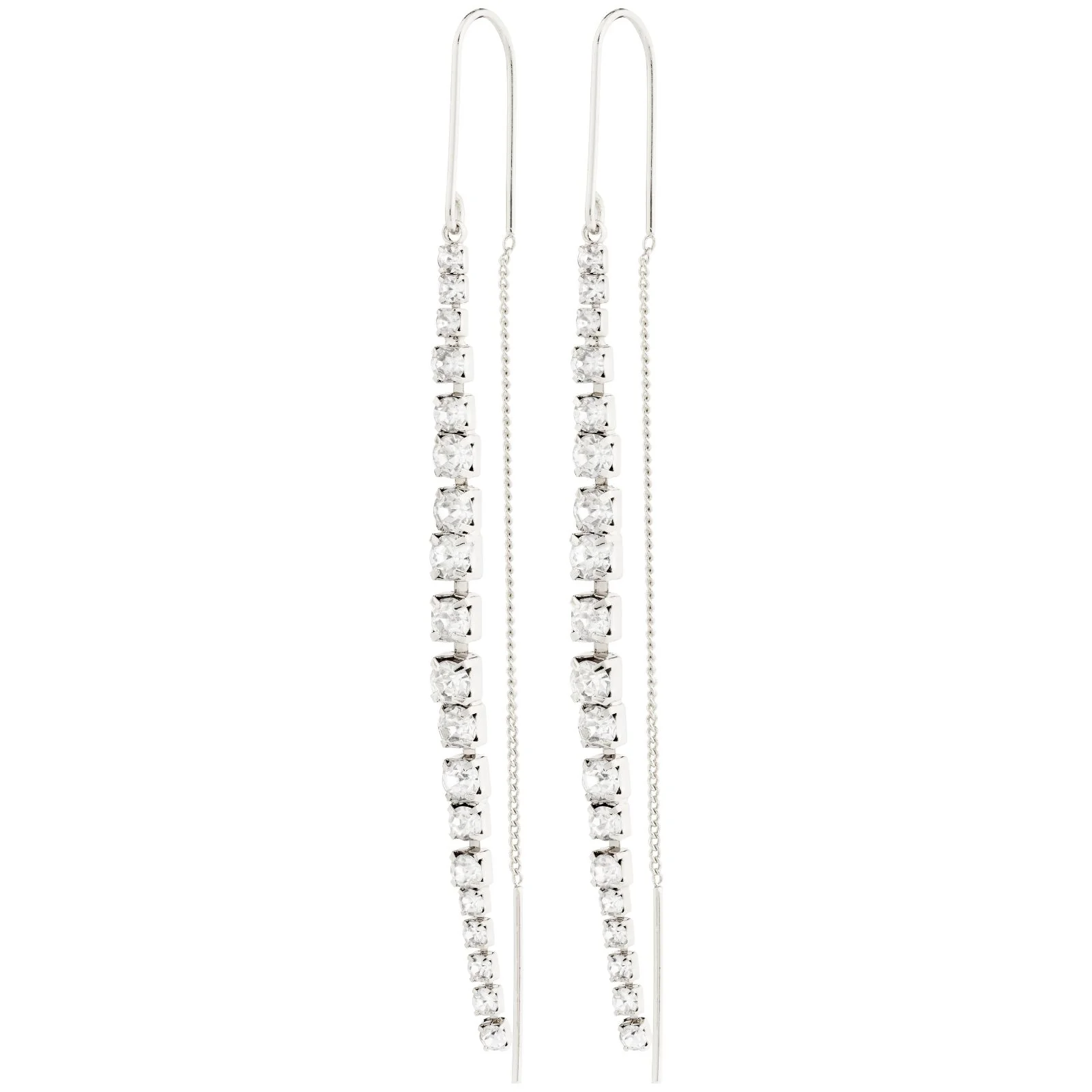 Pilgrim Sky Silver Clear Crystal Long Drop Earrings