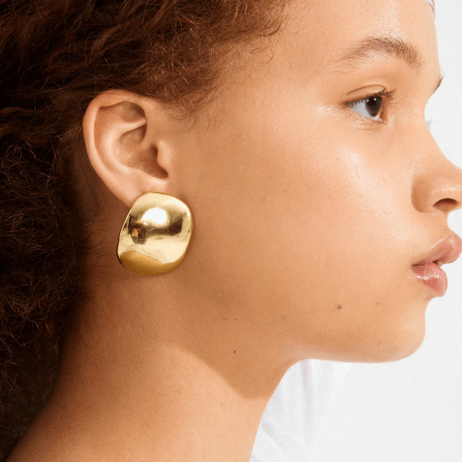 Pilgrim Sparkle Gold Irregular Mega Disc Stud Earrings - Image 2