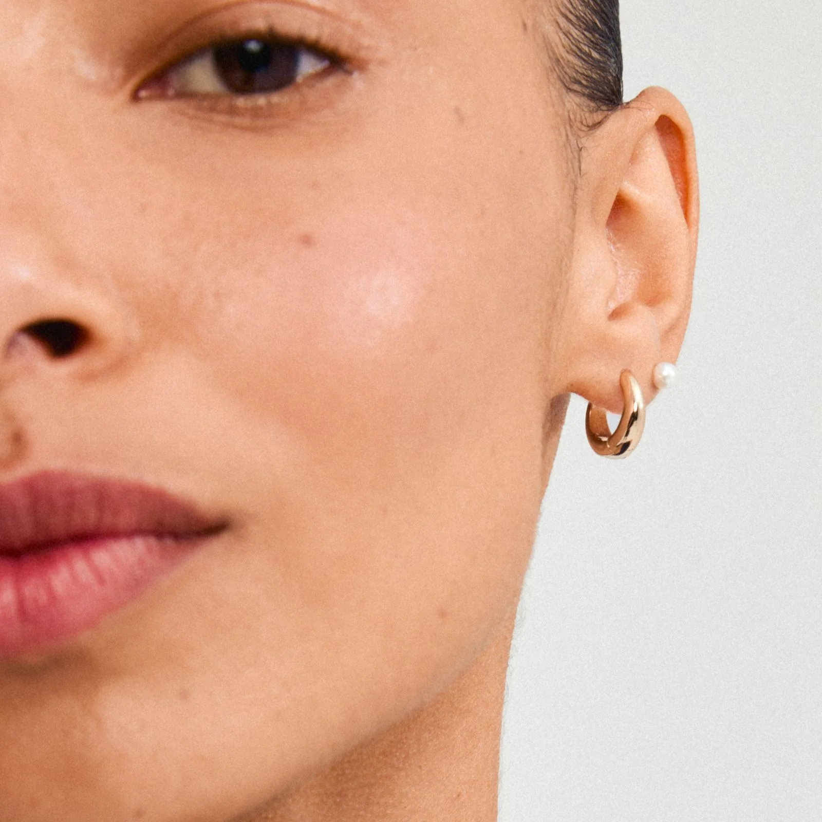 Pilgrim Starlight Gold Hoop & Pearl Stud Earring Set - Image 2