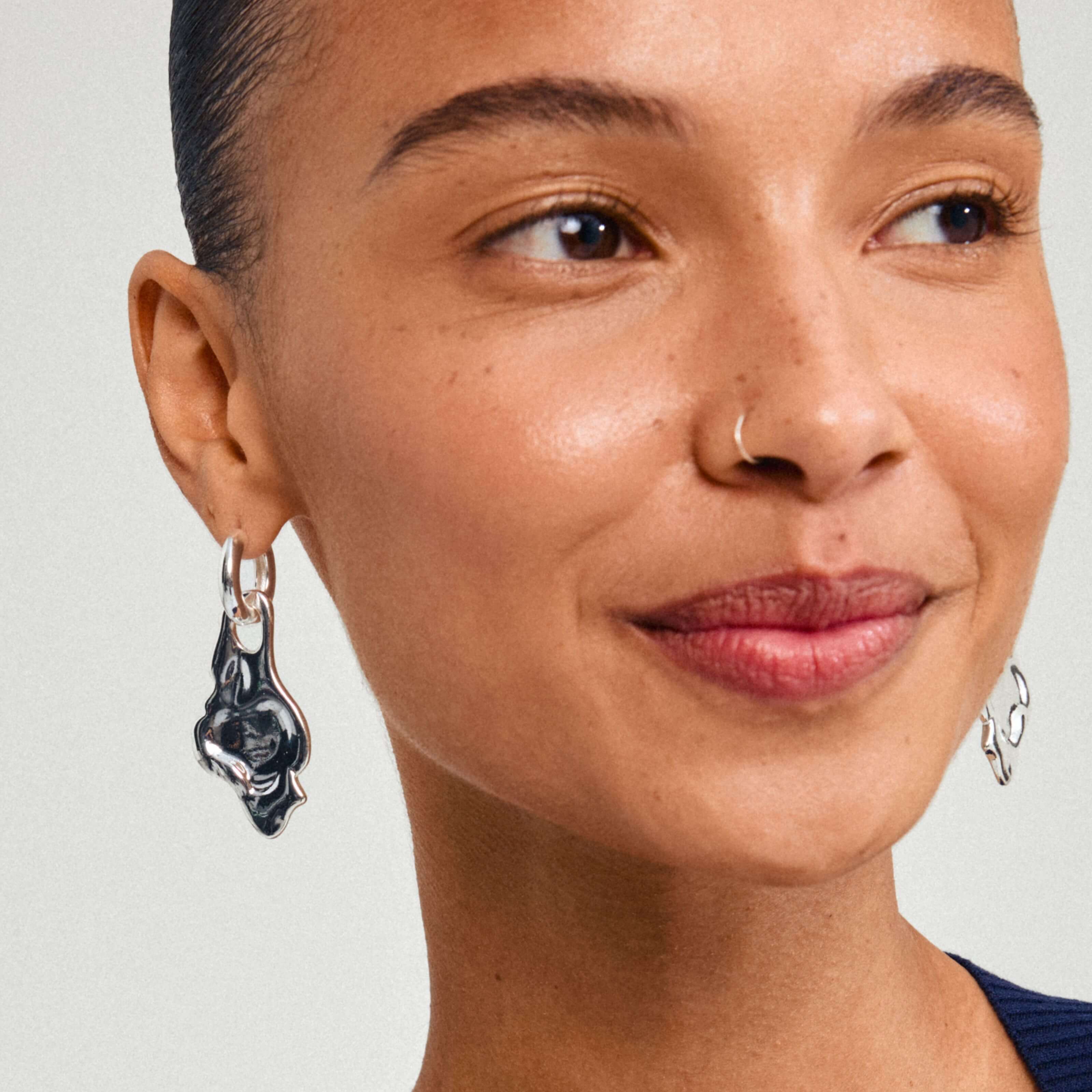 Pilgrim Starlight Silver Large Drop Earrings - Image 2