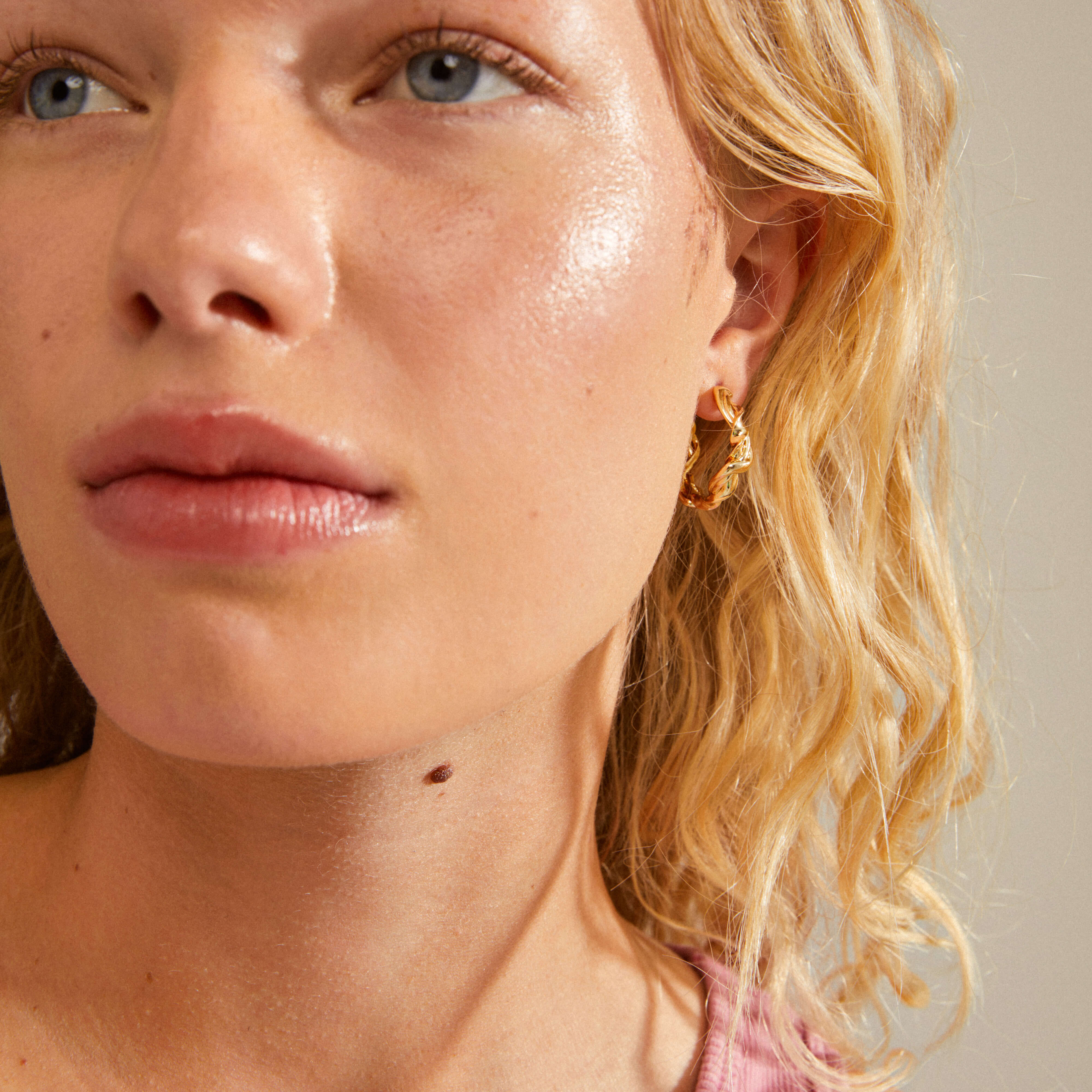 Pilgrim Sun Gold Twisted Hoop Earrings - Image 2