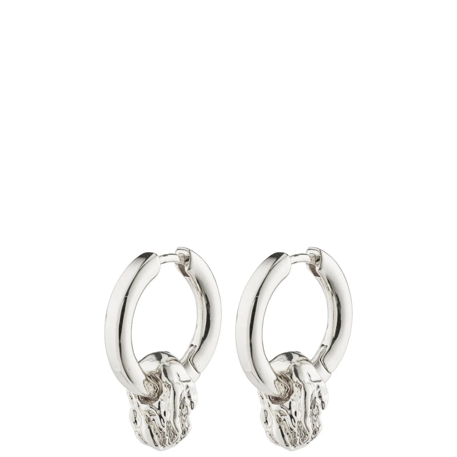 Pilgrim Sun Silver Charm Hoop Earrings