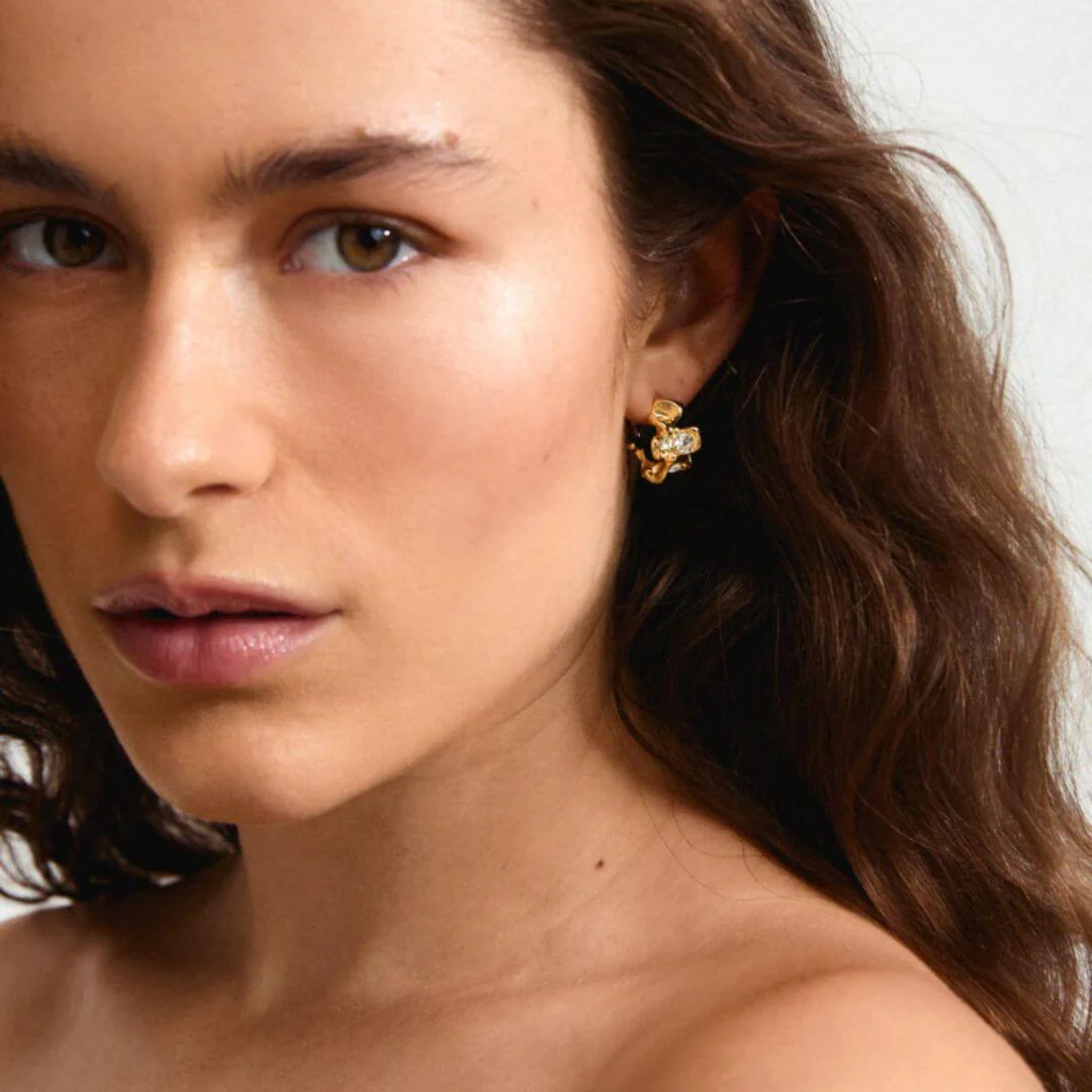 Pilgrim Sunset Gold Half Hoop Earrings - Image 2