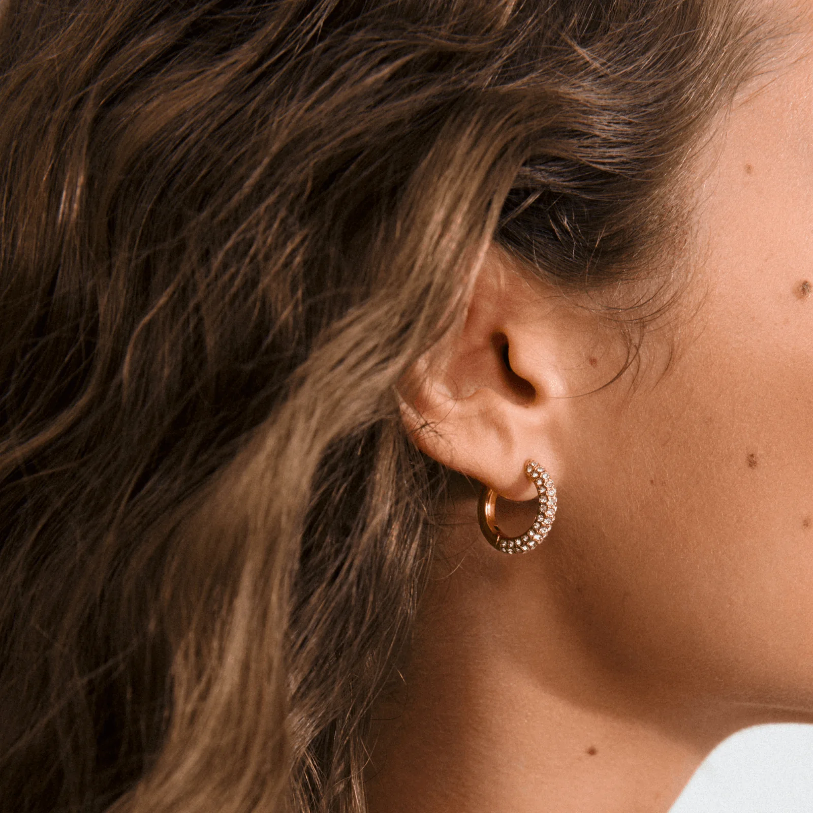 Pilgrim Tatum Medium Gold Crystal Hoop Earrings - Image 2
