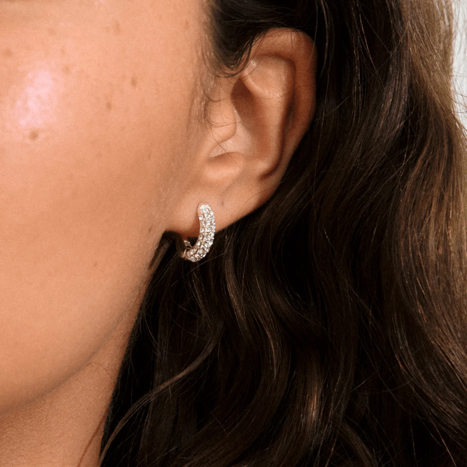 Pilgrim Tatum Small Silver Crystal Hoop Earrings - Image 2