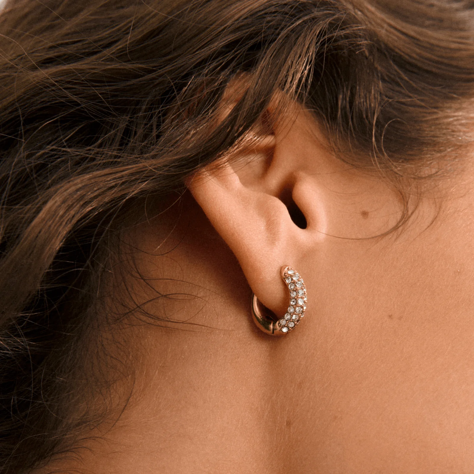 Pilgrim Tatum Small Gold Crystal Hoop Earrings - Image 2